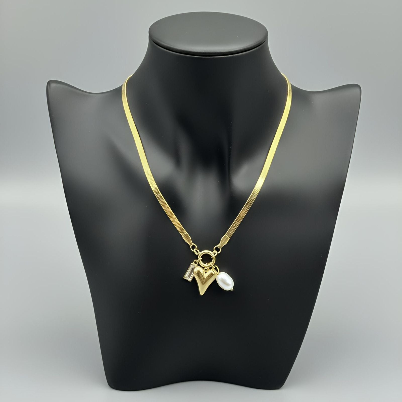 Gold Heart Charm Pendant Necklace