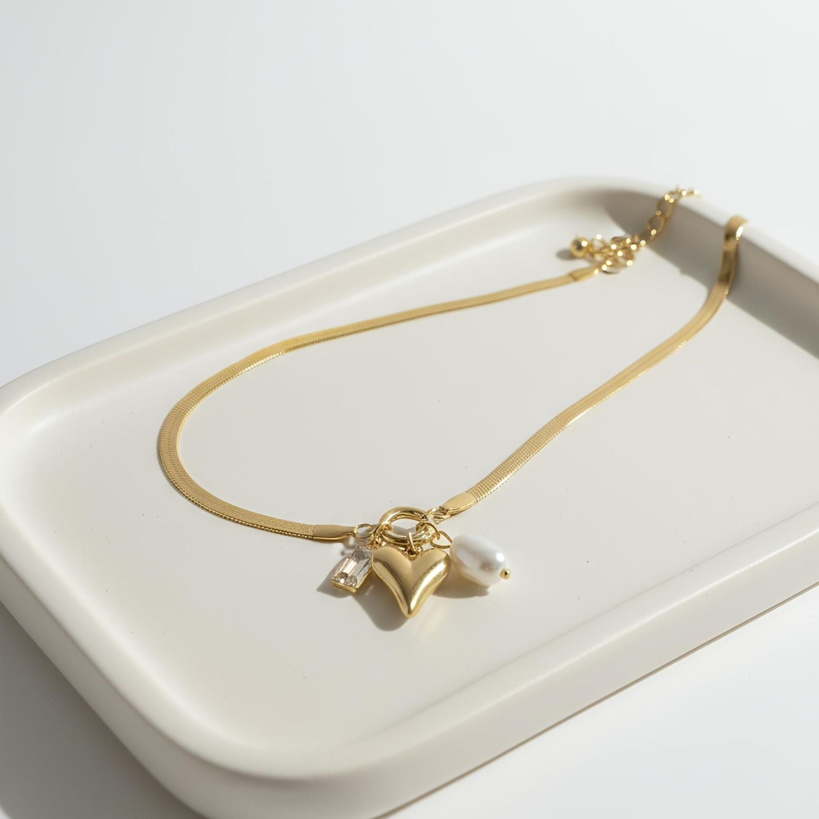 Gold Heart Charm Pendant Necklace