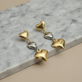 Anti-Tarnish Double Heart Drop Earrings