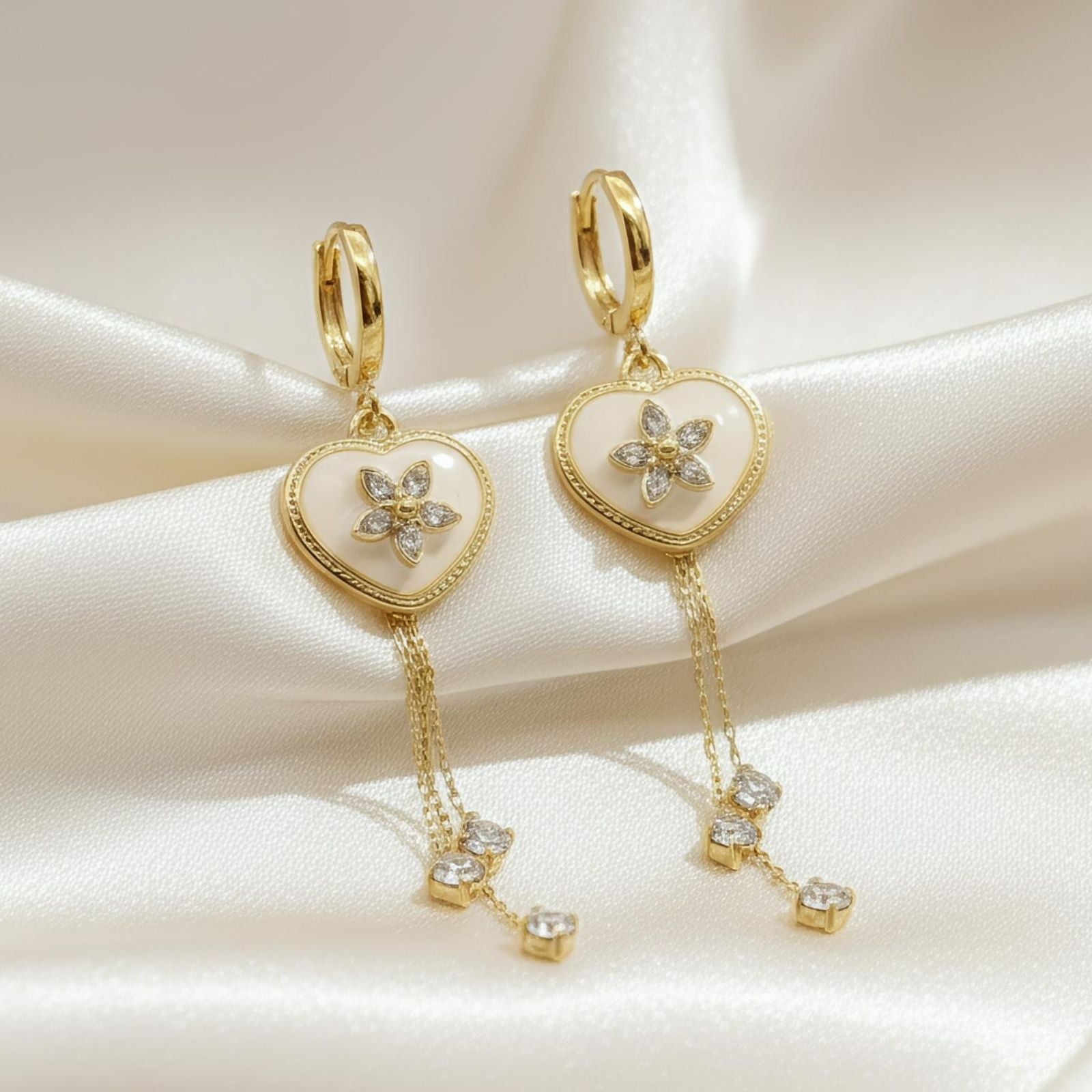 Heart &amp; Bloom Drop Earrings