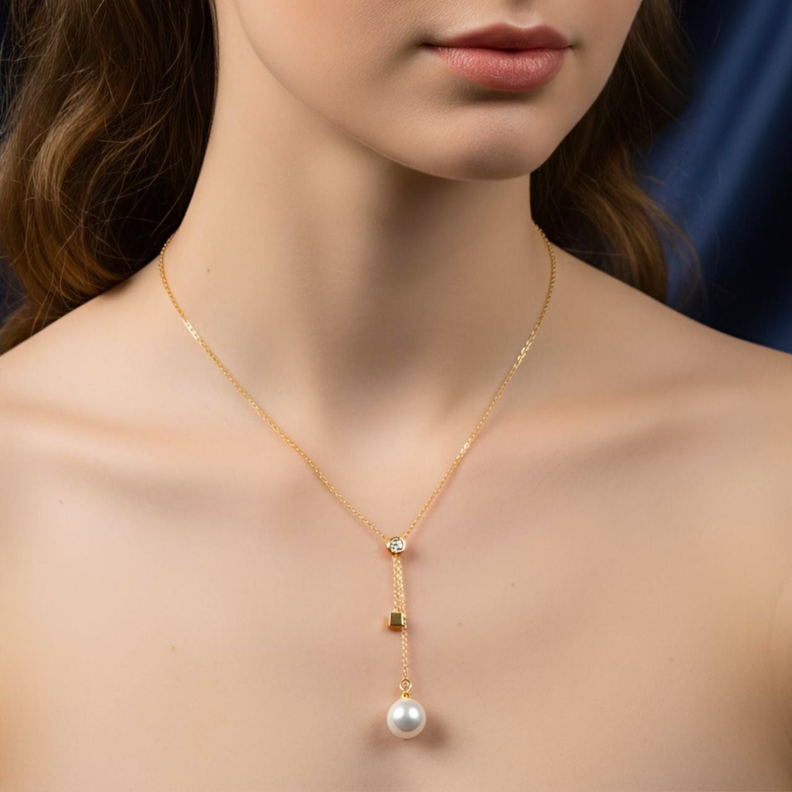 Luna Pearl Drop Pendant Necklace (Anti-Tarnish)