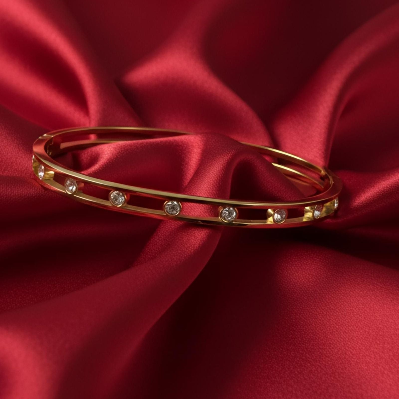 Celeste Crystal Bangle Bracelet (Anti-Tarnish 18 k gold )